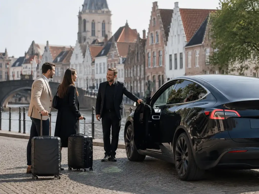 Tesla Model Y private transfer from Lille Europe to Belgium and Flanders