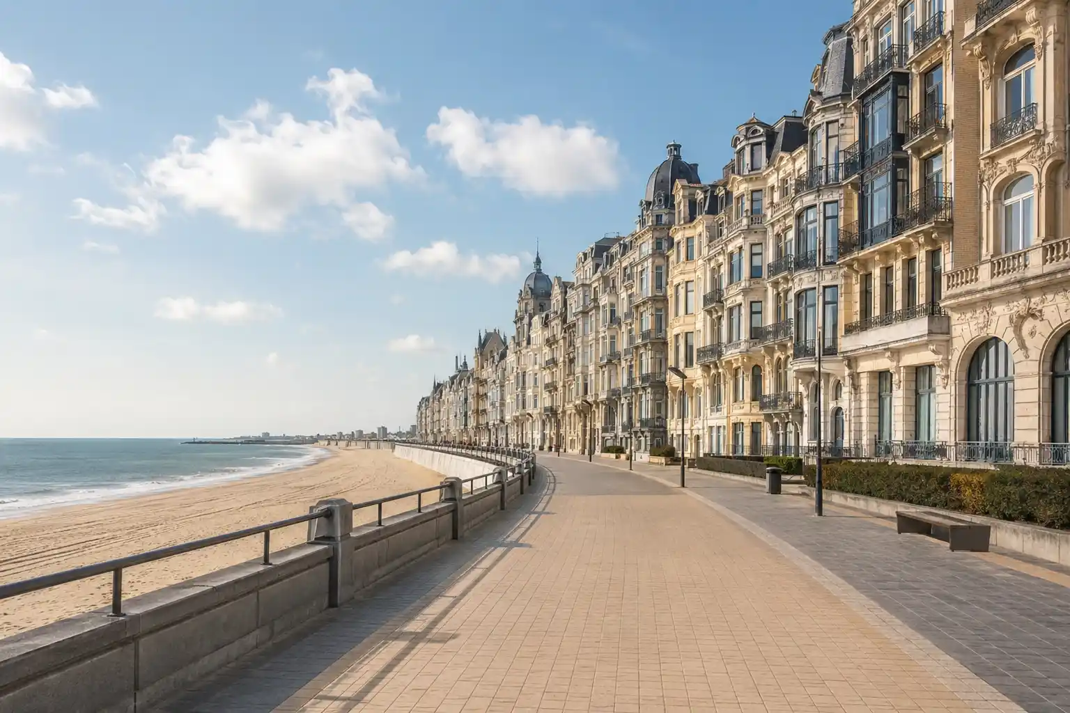Ostend seafront promenade, arrival point for Lille to Ostend private transfer